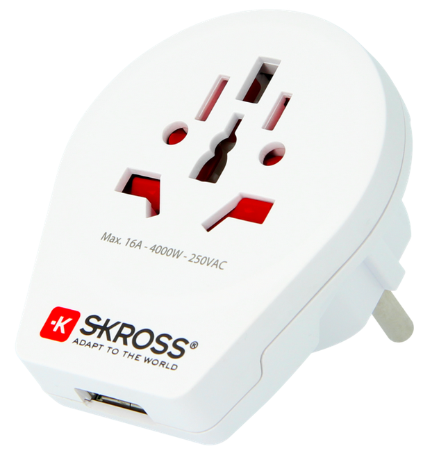 SKROSS 1.500266 World to Europe USB - csatlakozó átalakító európába utazóknak + USB