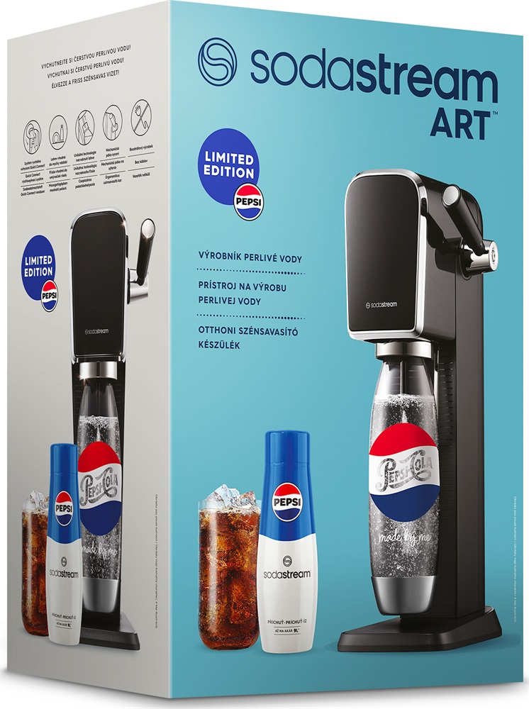 Sodastream SM  Art Black Pepsi megapack szódagép+patron+szénsavasító palack+Pepsi italkoncentrátum