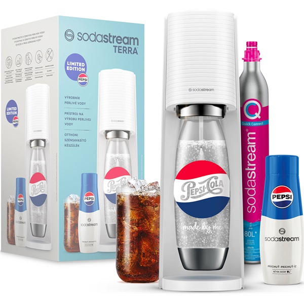 Sodastream SM  Terra White Pepsi megapack szódagép+patron+szénsavasító palack+Pepsi italkoncentrátum