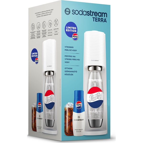 Sodastream SM  Terra White Pepsi megapack szódagép+patron+szénsavasító palack+Pepsi italkoncentrátum