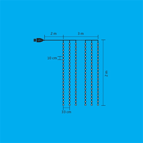Somogyi MLF 200/WW 200LED/3x2 m/10 füzér/8 program/beltéri/melegfehér micro LED-es karácsonyi fényfüggöny