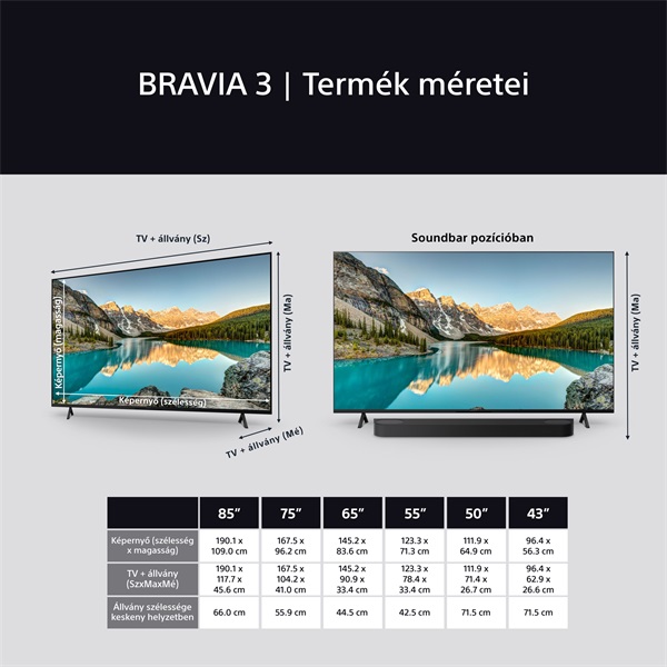 Sony 43" Bravia 3 K43S35BP 4K UHD Smart LED TV (Újracsomagolt)