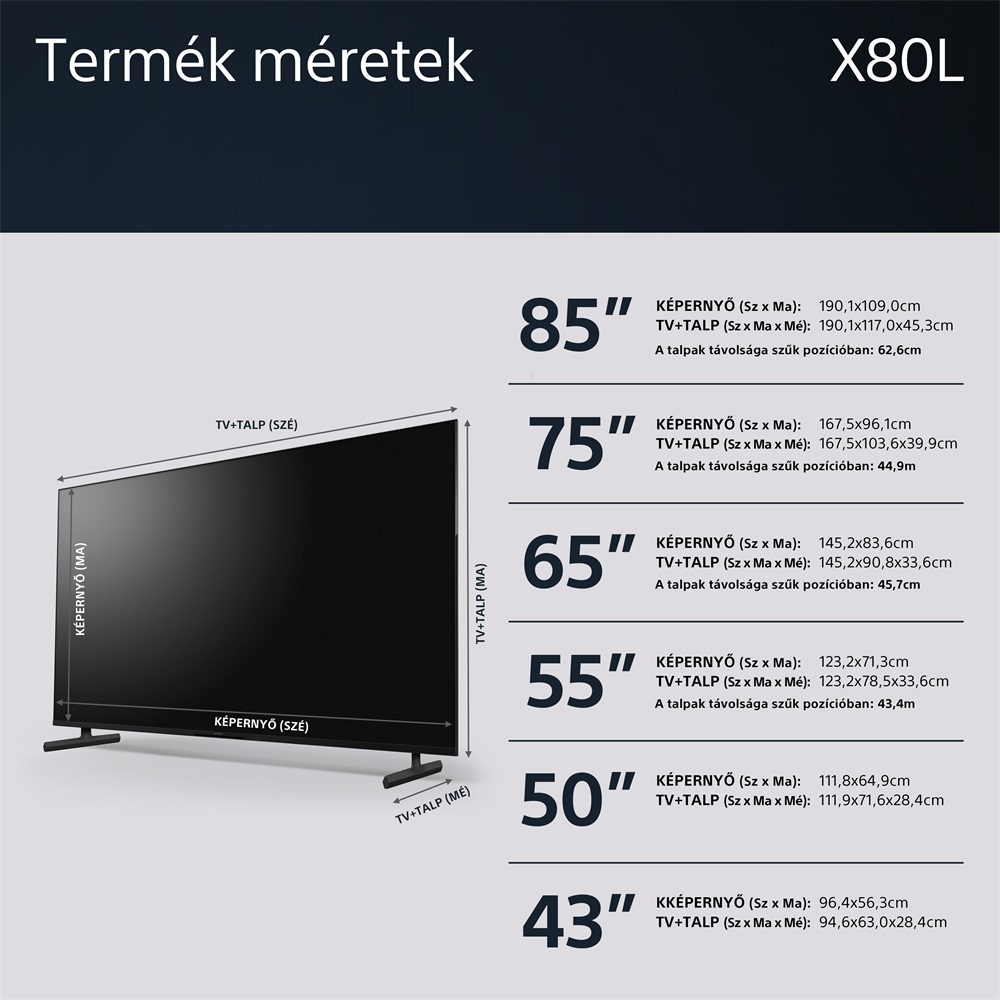 Sony 43" KD43X80LPAEP 4K UHD Smart LED TV (Újracsomagolt)
