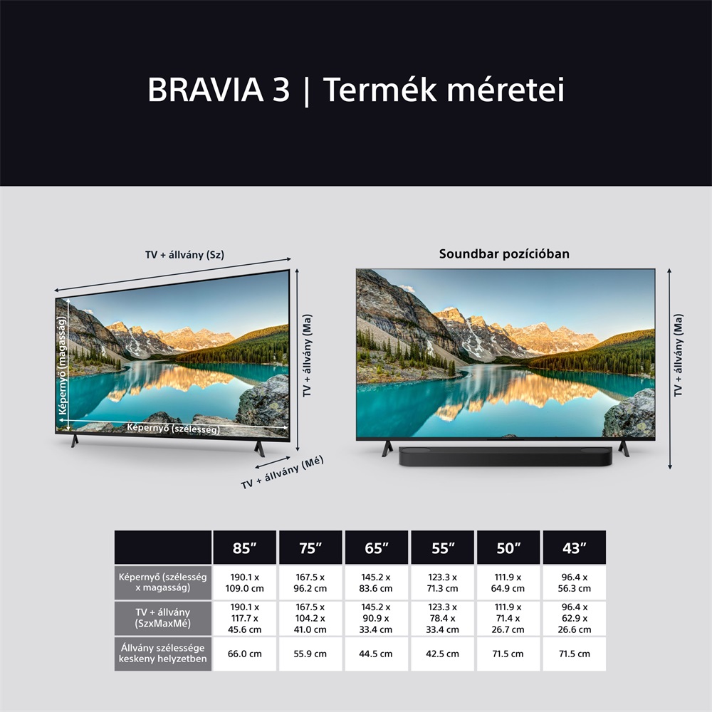 Sony 55" Bravia 3 K55S35B 4K UHD Smart LED TV (Újracsomagolt)
