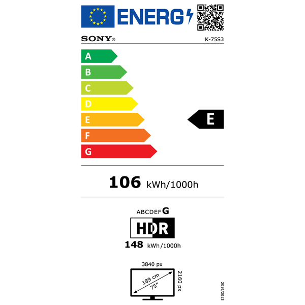 Sony 75" Bravia 3 K75S35B 4K UHD Smart LED TV