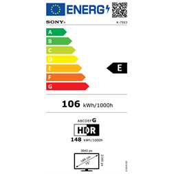Sony 75" Bravia 3 K75S35B 4K UHD Smart LED TV