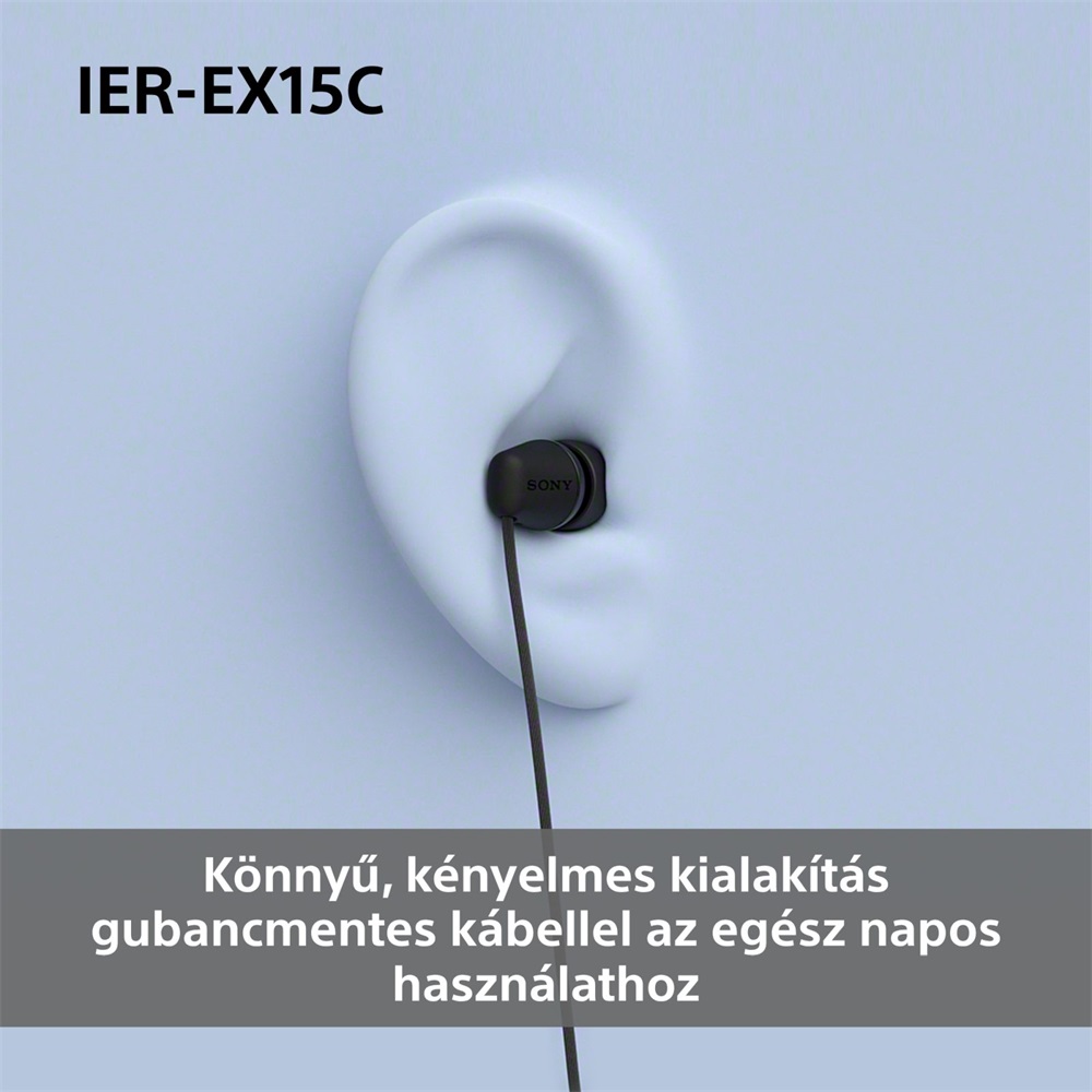 Sony IEREX15CB.CE7 USB Type-C vezetékes mikrofonos fekete fülhallgató