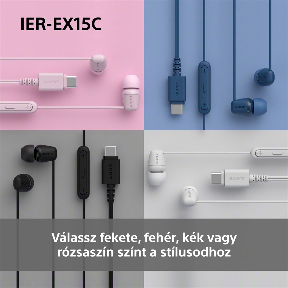 Sony IEREX15CL.CE7 USB Type-C vezetékes mikrofonos kék fülhallgató