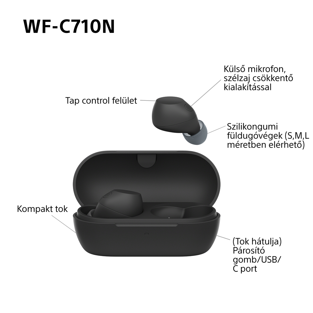 Sony WFC710 True Wireless Bluetooth zajszűrős fekete fülhallgató