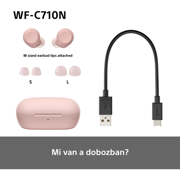 Sony WFC710 True Wireless Bluetooth zajszűrős rózsaszín fülhallgató