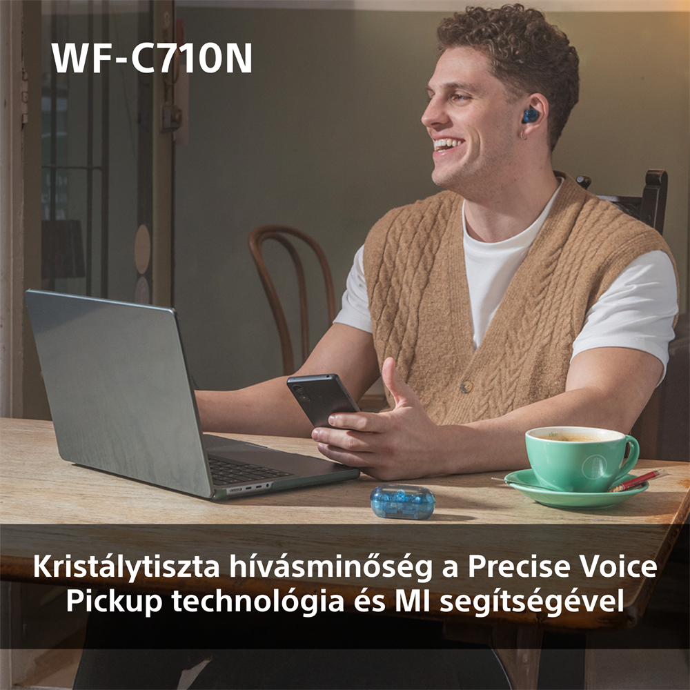Sony WFC710 True Wireless Bluetooth zajszűrős üvegkék fülhallgató