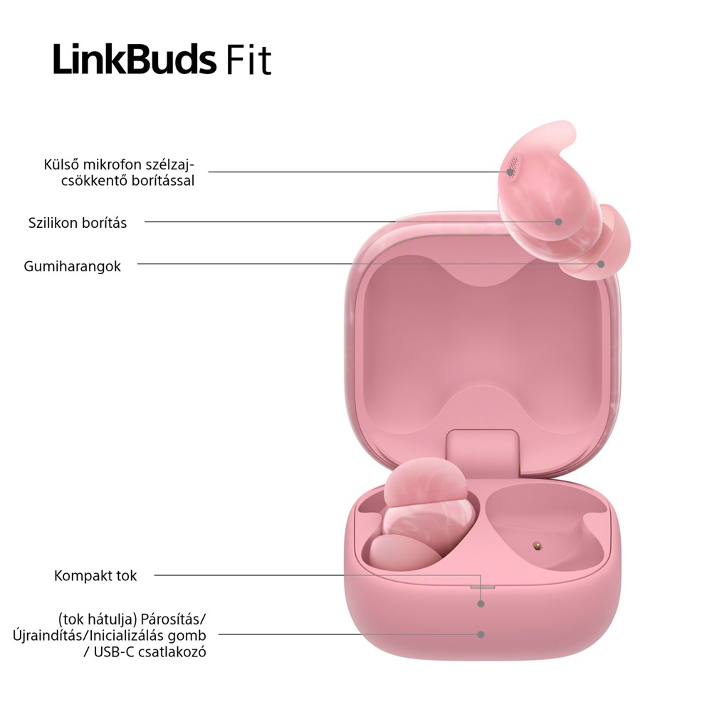 Sony WF-LS910N Linkbuds Fit zajszürős True Wireless Bluetooth rózsaszín fülhallgató