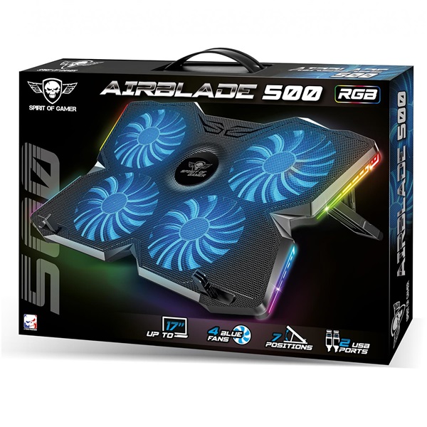 Spirit of Gamer AIRBLADE 500 RGB 17"-ig notebook hűtőpad
