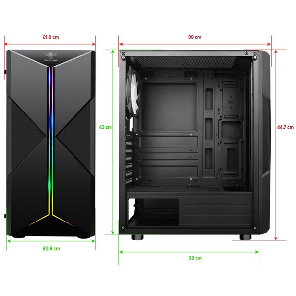 Spirit of Gamer CLONE 3 RGB fekete ablakos táp nélküli ATX ház