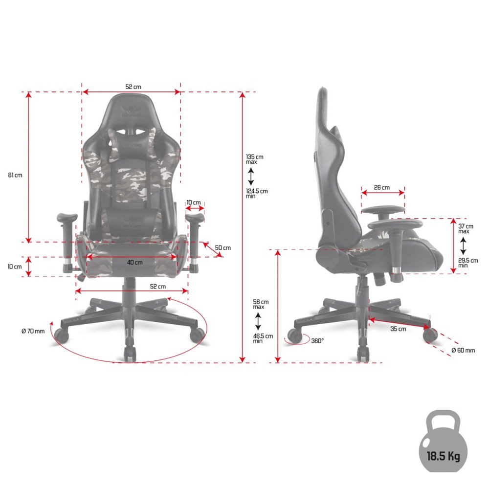 Spirit of Gamer DEMON Army Edition fekete gamer szék