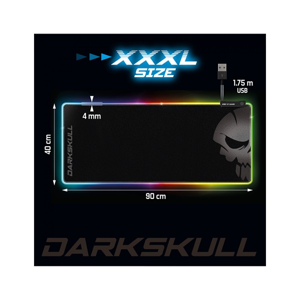 Spirit of Gamer Darkskull RGB XXXL fekete gamer egérpad