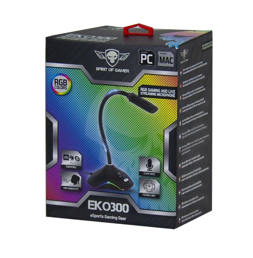 Spirit of Gamer EKO 300 RGB fekete USB mikrofon