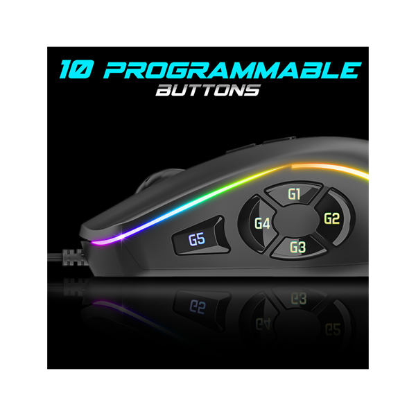 Spirit of Gamer ELITE-M30 (Optikai, 12800DPI, 10 gomb programozható, RGB, harisnyázott kábel) fekete egér