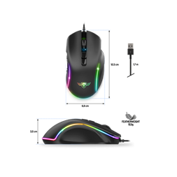 Spirit of Gamer ELITE-M30 (Optikai, 12800DPI, 10 gomb programozható, RGB, harisnyázott kábel) fekete egér