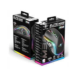 Spirit of Gamer ELITE-M30 (Optikai, 12800DPI, 10 gomb programozható, RGB, harisnyázott kábel) fekete egér