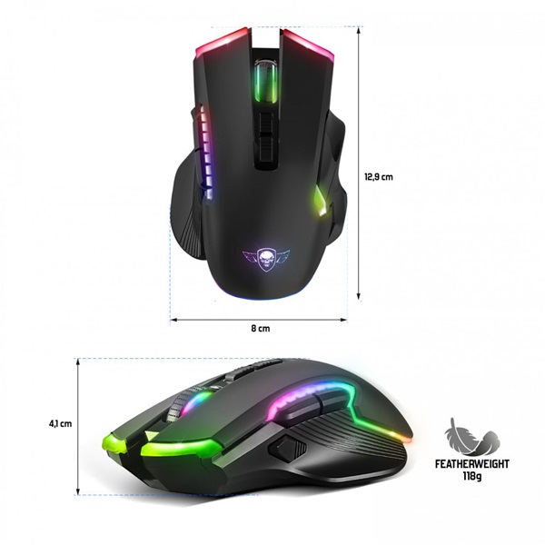 Spirit of Gamer ELITE-M70 4800DPI fekete vezeték nélküli gamer egér