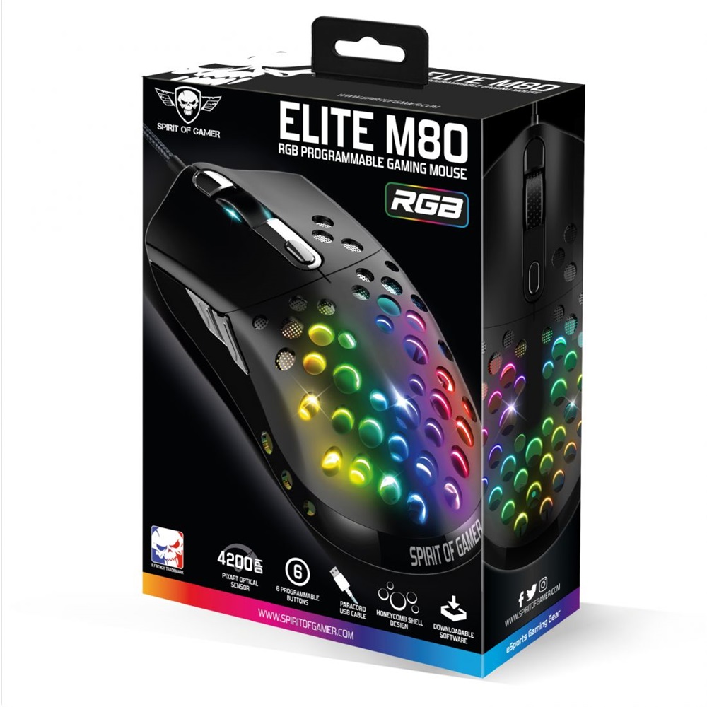 Spirit of Gamer ELITE-M80 4200DPI fekete gamer egér