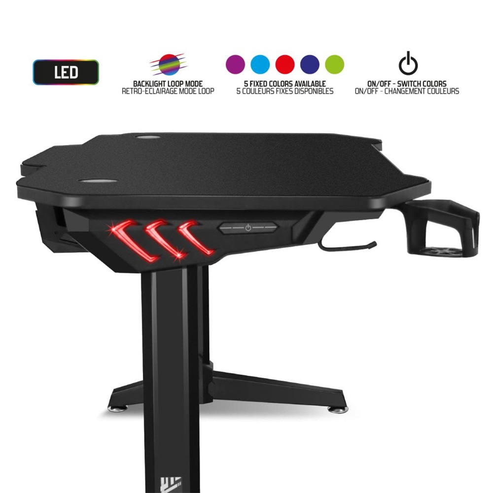 Spirit of Gamer Headquarter 400 RGB LED fekete gamer asztal