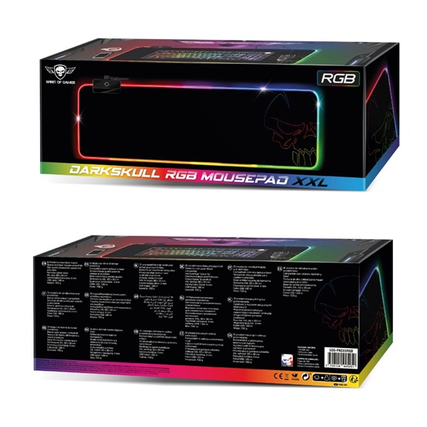 Spirit of Gamer Large fekete RGB LED világító gamer egérpad