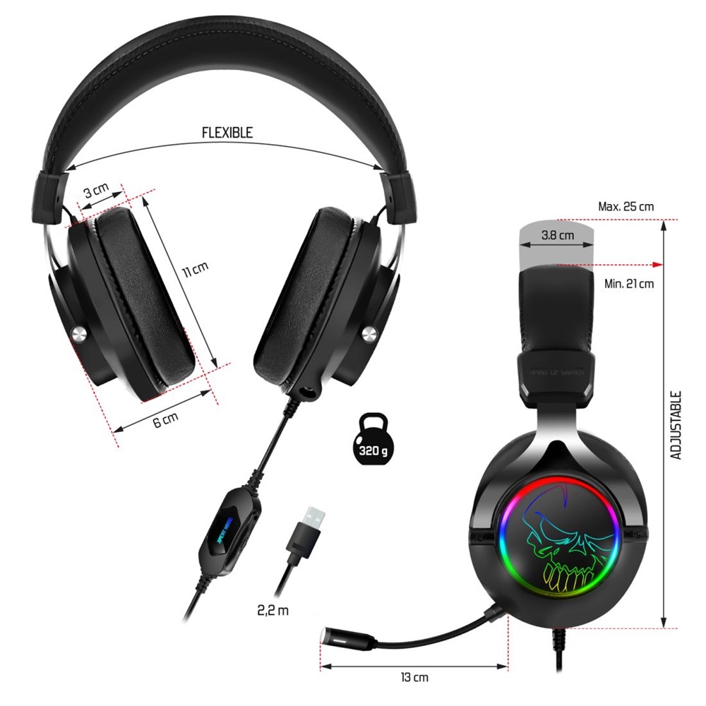 Spirit of Gamer MIC-XH600 7.1 fekete gamer headset