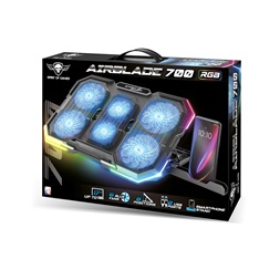 Spirit of Gamer Notebook Hűtőpad 17"-ig - AIRBLADE 700 RGB (29dB; max. 180 m3/h; 4x10cm+2x7cm, RGB LED, 2xUSB2.0)