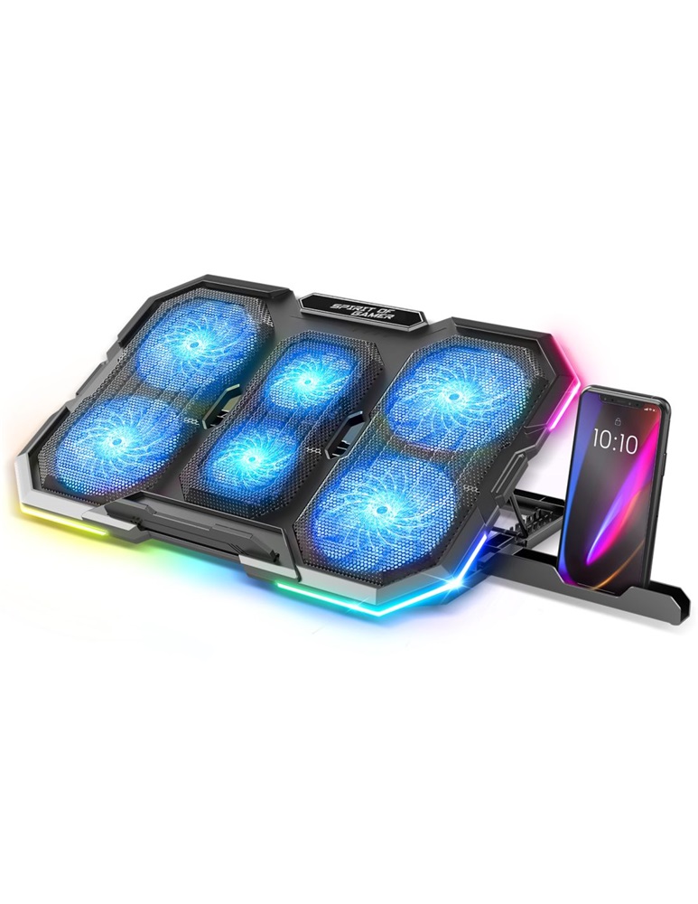 Spirit of Gamer Notebook Hűtőpad 17"-ig - AIRBLADE 700 RGB (29dB; max. 180 m3/h; 4x10cm+2x7cm, RGB LED, 2xUSB2.0)