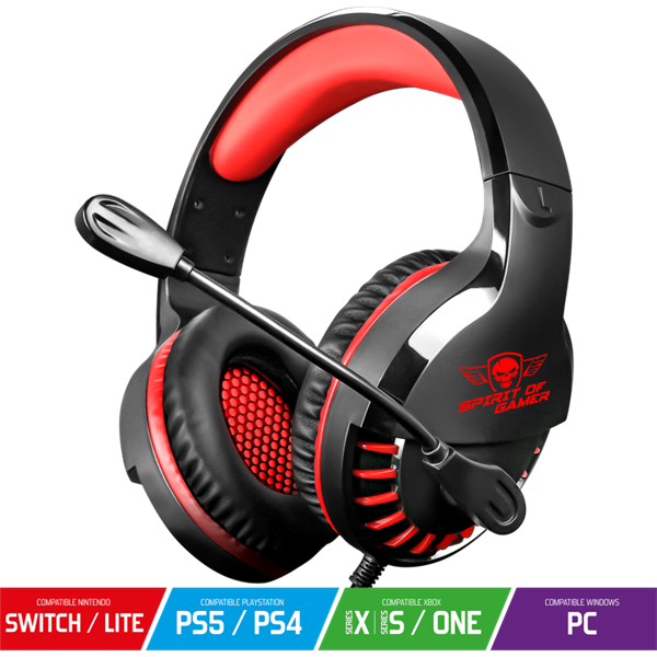 Spirit of Gamer PRO-H3 Red MultiPlatform piros-fekete gamer headset