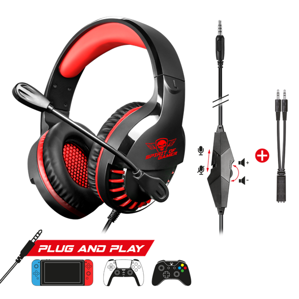Spirit of Gamer PRO-H3 Red MultiPlatform piros-fekete gamer headset