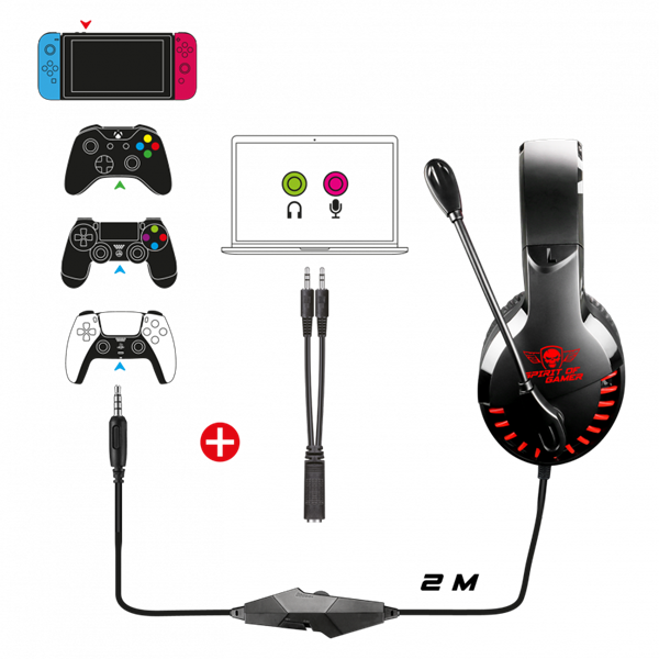 Spirit of Gamer PRO-H3 Red MultiPlatform piros-fekete gamer headset