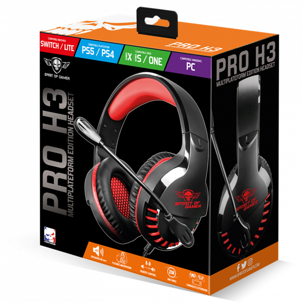 Spirit of Gamer PRO-H3 Red MultiPlatform piros-fekete gamer headset