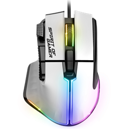 Spirit of Gamer PRO-M5 Arctic (Optikai, 12800DPI, 1000Hz, 8 gomb, harisnyázott kábel) fehér egér