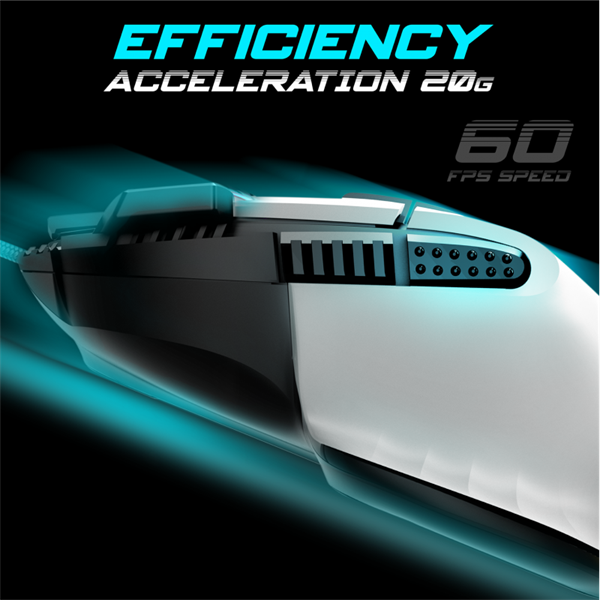 Spirit of Gamer PRO-M5 Arctic (Optikai, 12800DPI, 1000Hz, 8 gomb, harisnyázott kábel) fehér egér