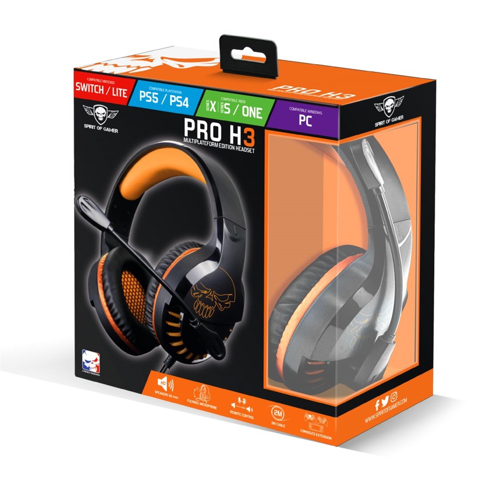 Spirit of Gamer PRO-H3 narancssárga-fekete gamer headset