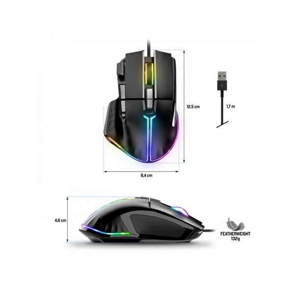 Spirit of Gamer PRO-M5 RGB fekete vezetékes gamer egér
