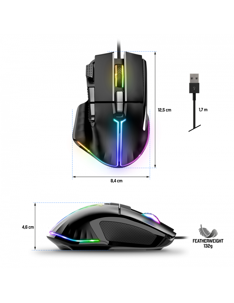 Spirit of Gamer PRO-M5 RGB fekete vezetékes gamer egér