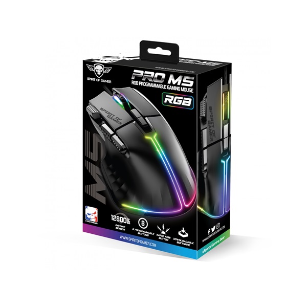Spirit of Gamer PRO-M5 RGB fekete vezetékes gamer egér