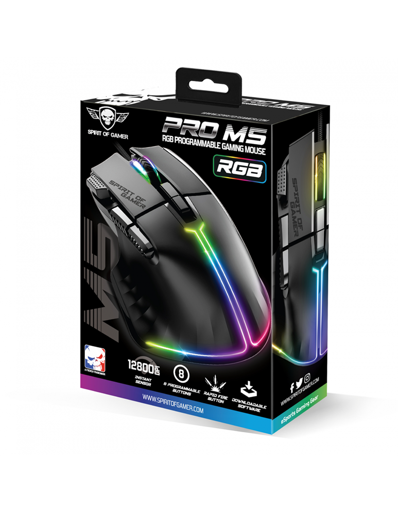 Spirit of Gamer PRO-M5 RGB fekete vezetékes gamer egér