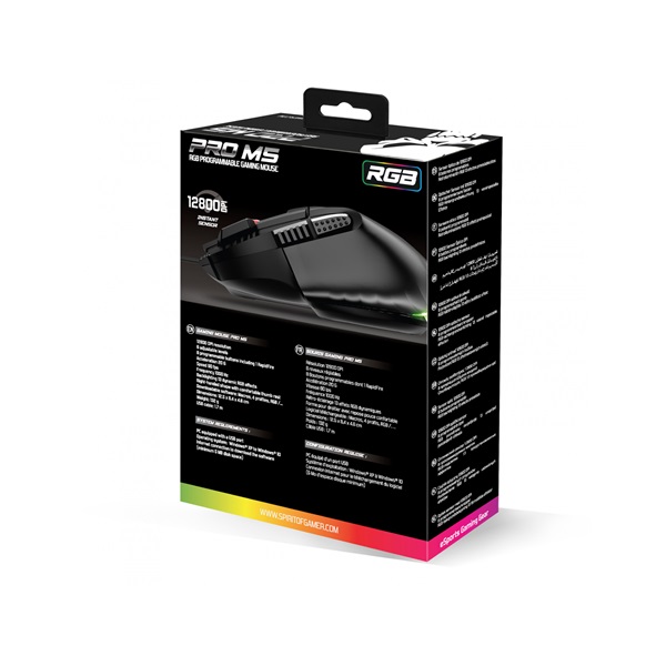 Spirit of Gamer PRO-M5 RGB fekete vezetékes gamer egér
