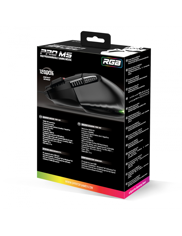 Spirit of Gamer PRO-M5 RGB fekete vezetékes gamer egér