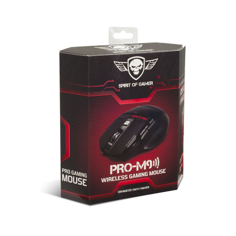 Spirit of Gamer PRO-M9 2000DPI vezeték nélküli fekete gamer egér