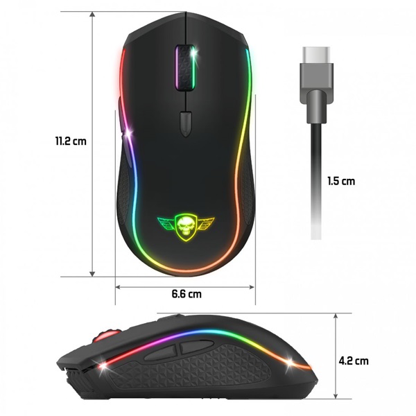 Spirit of Gamer PRO-M9 4200DPI fekete vezeték nélküli gamer egér