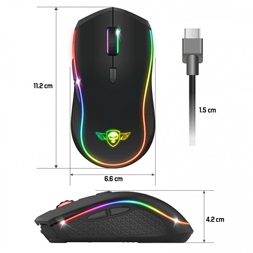 Spirit of Gamer PRO-M9 4200DPI fekete vezeték nélküli gamer egér