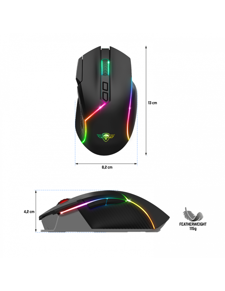 Spirit of Gamer XPERT-M200 vezeték nélküli fekete gamer egér