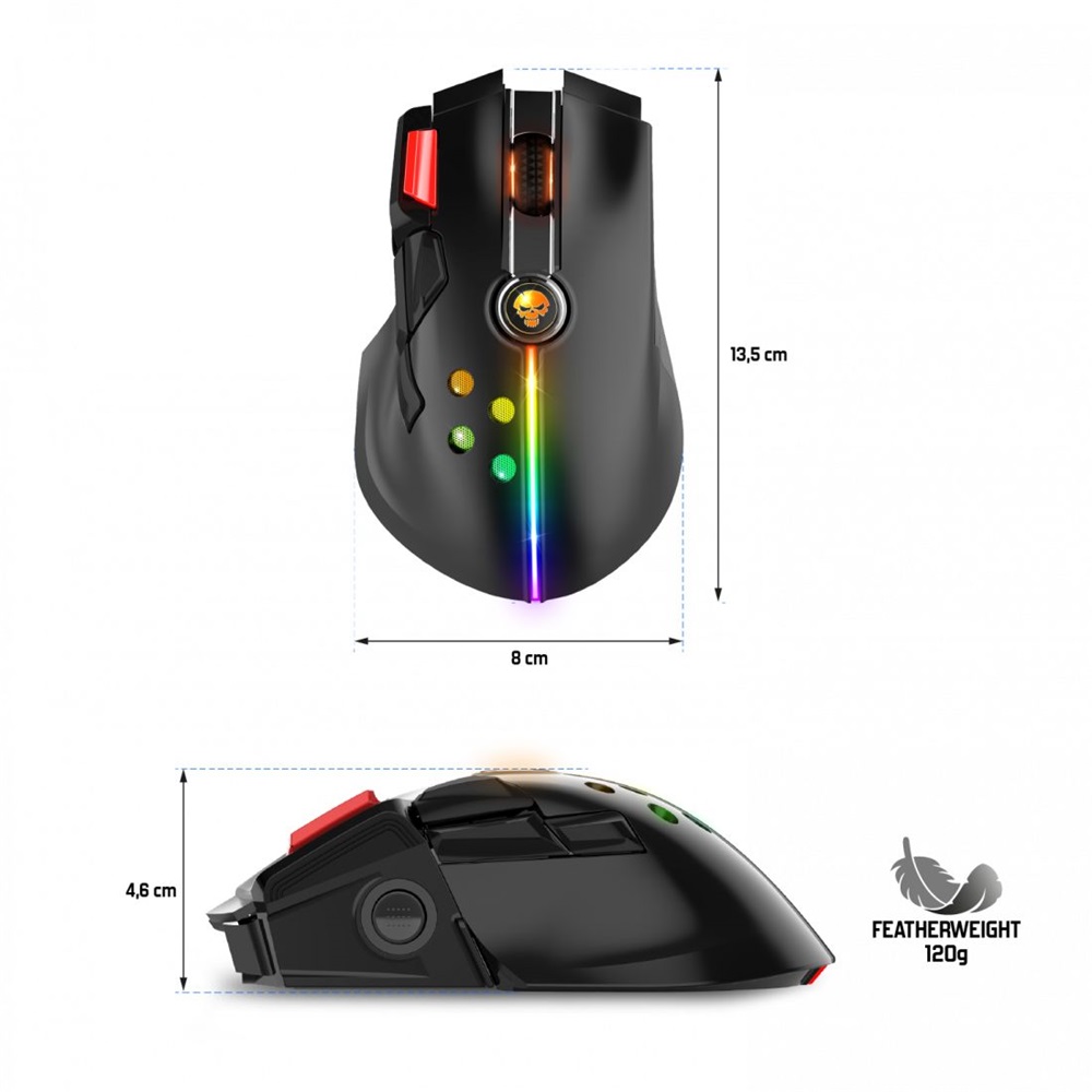 Spirit of Gamer XPERT-M600 12000DPI fekete vezeték nélküli gamer egér