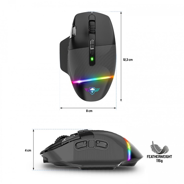 Spirit of Gamer XPERT-M800 10 000DPI vezeték nélküli fekete gamer egér